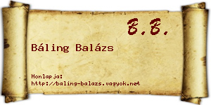 Báling Balázs névjegykártya
